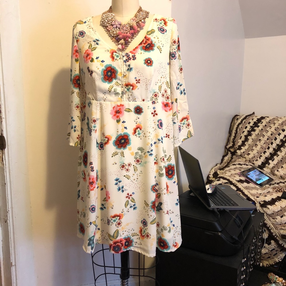 Flower Printed Baby Doll Dress